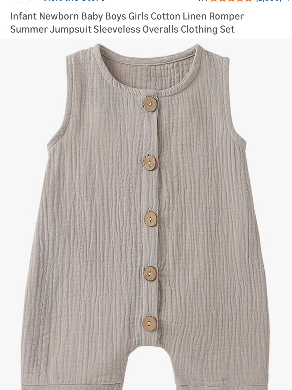 Neutral Cotton Muslin Baby Sleeveless Romper with Buttons